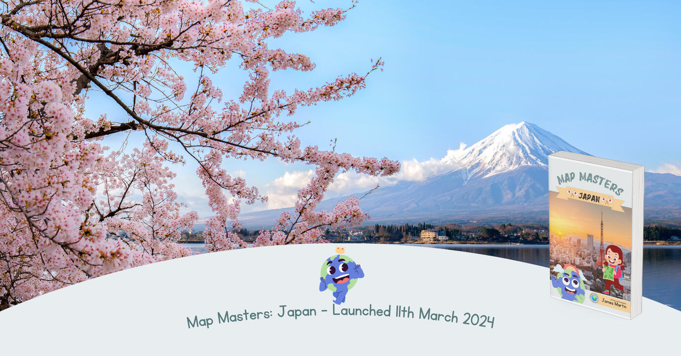 An image of Mount Fuji, with the cover of Map Masters: Japan, which launched 8th March 2024.